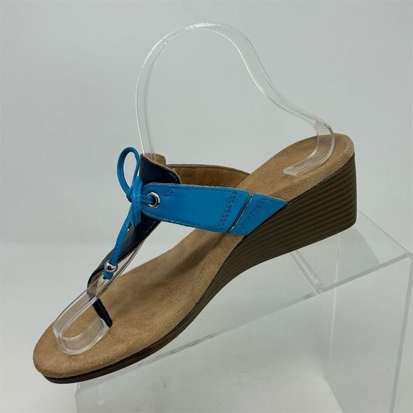 Vionic Women's Della Blue Slip On Wedge Sandals Size 6.5 with Bow Detail Summer - Picture 4 of 12